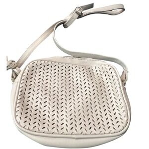 Summer & Rose Light Beige Perforated Faux Leather Crossbody Bag Adjustable Strap